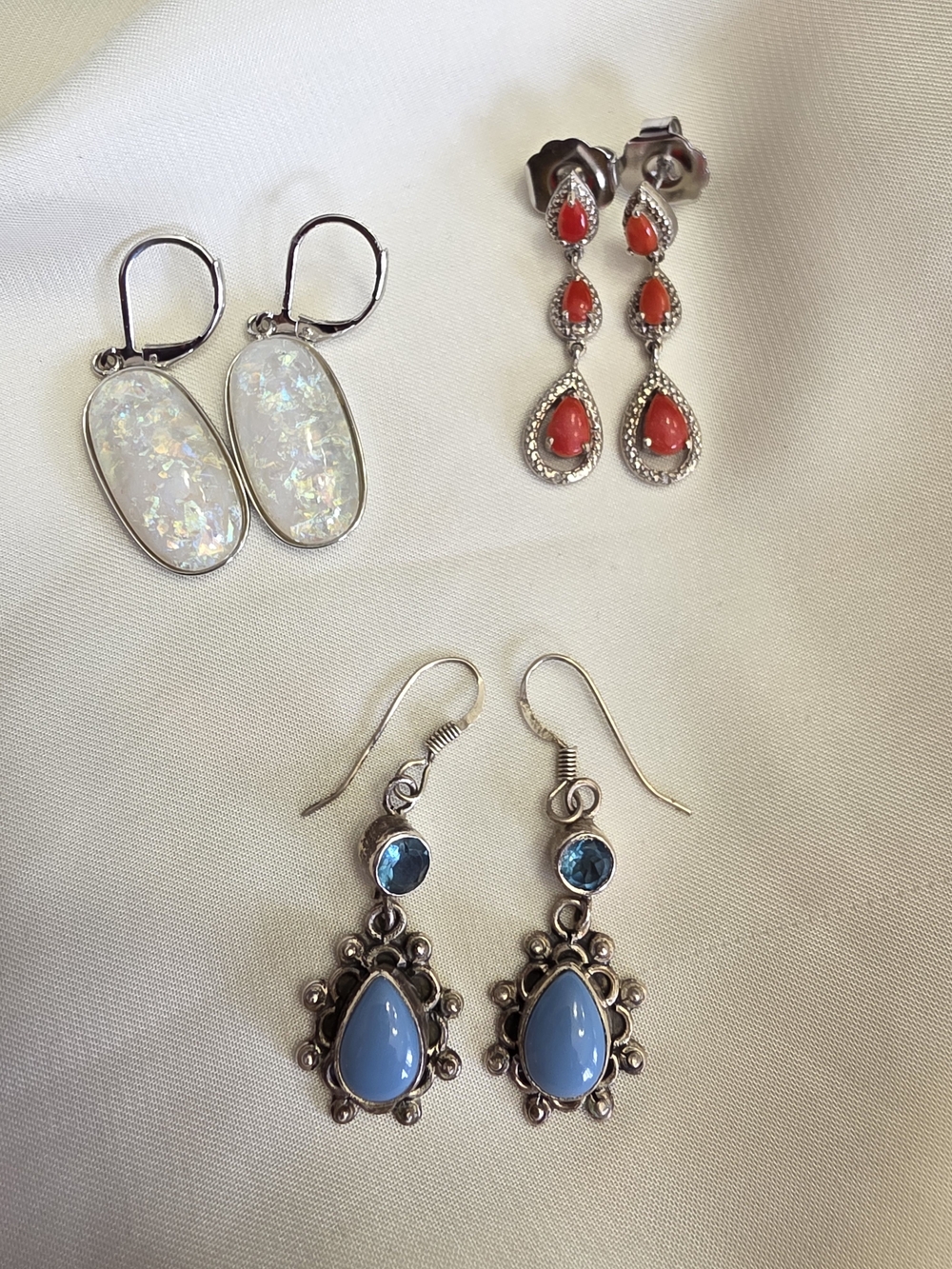 Set Of 3 Beautiful Gemstone Earrings